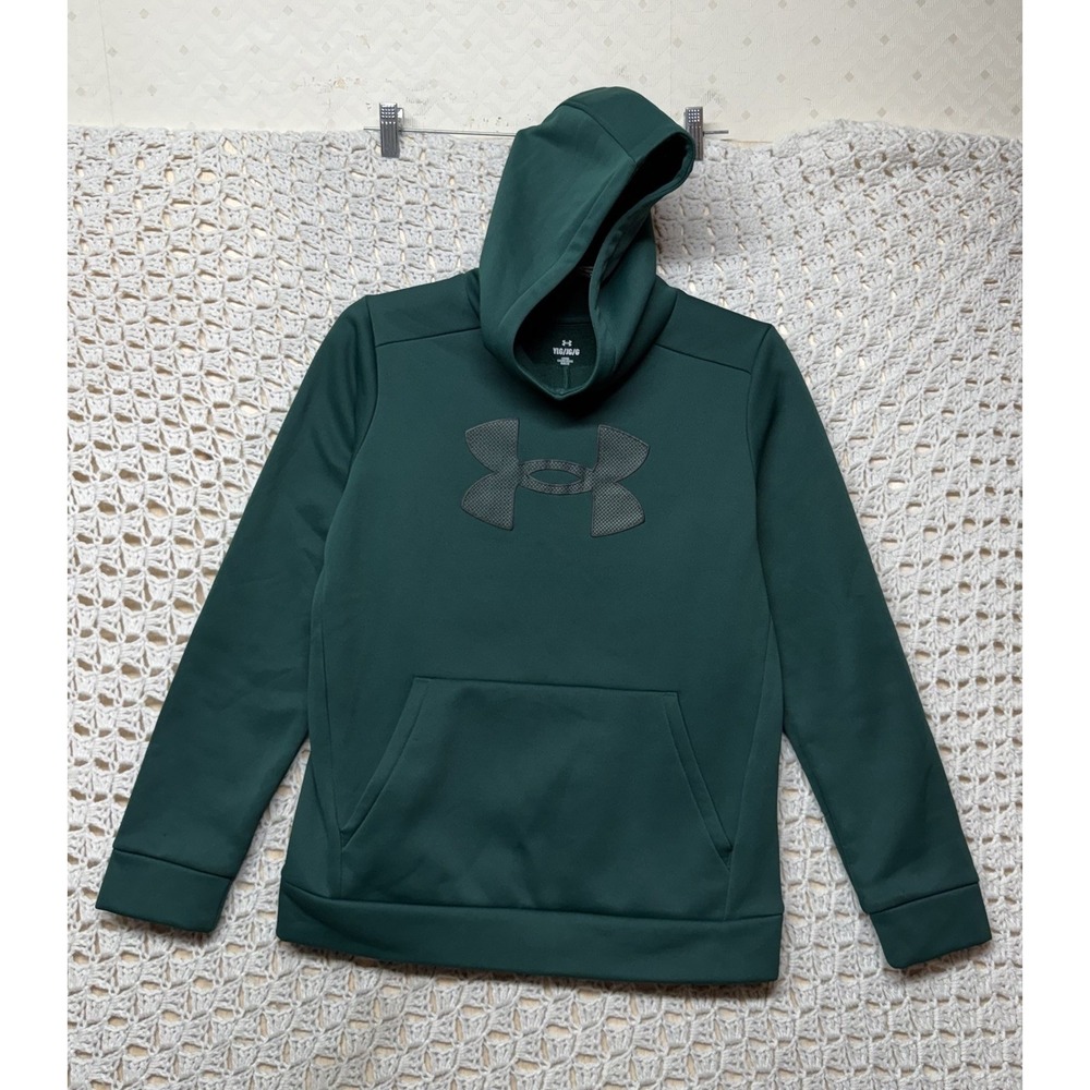 Under‎ Armour Hoodie Youth Boys Sz L Green Long Sleeve Loose Fit Sweater Casual